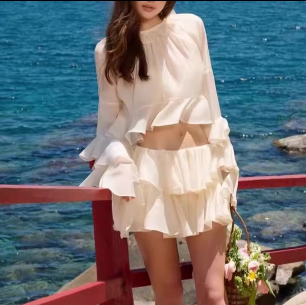 Two Piece Sets ForWomen Round Neck Long Sleeves Top Low Waist - Picture 1 of 8